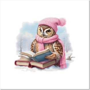 Adorable cute owl Read A Book Posters and Art